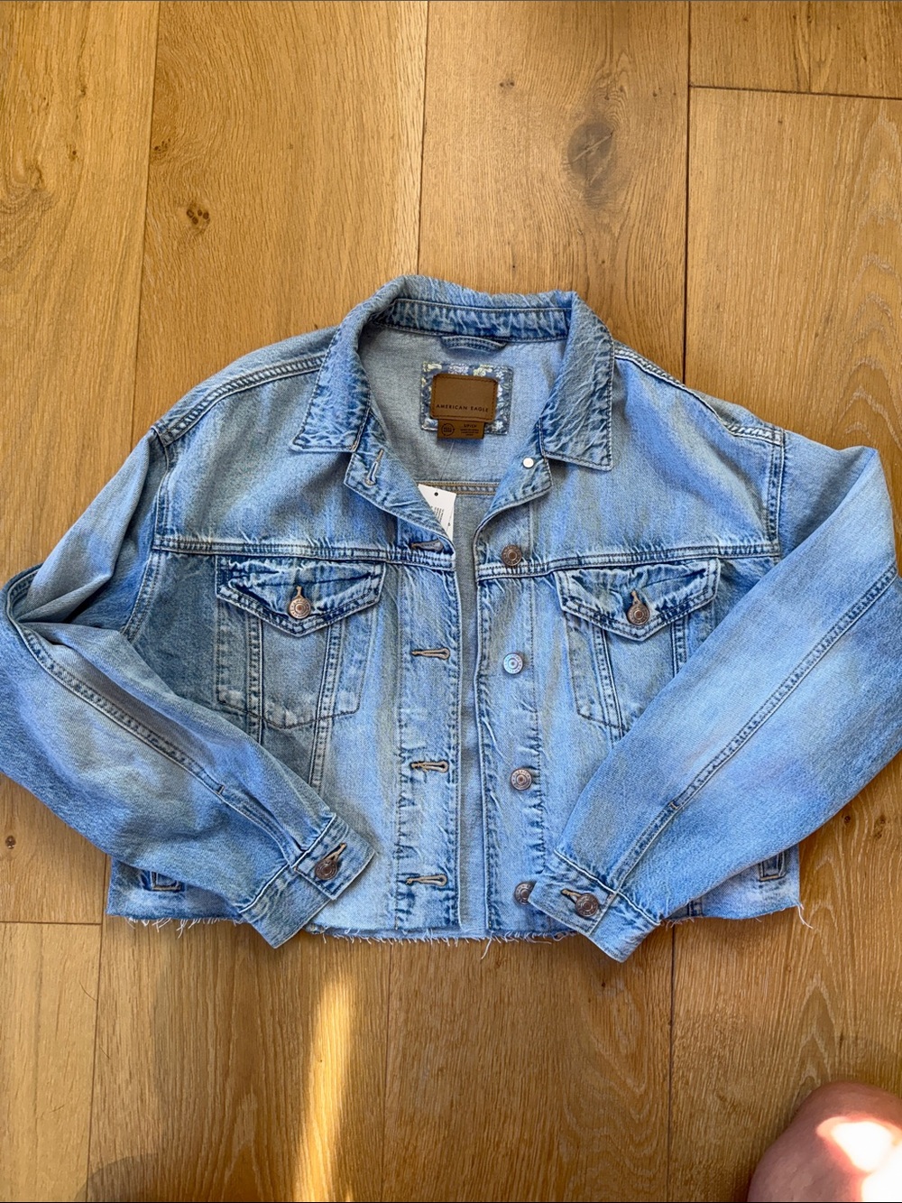 American Eagle Outfitters Cropped Light Blue Denim Jean Jacket